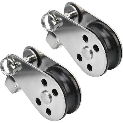 2 Pièces Poulie De Traction en Acier Inoxydable Pour Corde De Levage De Voile Kayak Corde à Linge Fitness (1/5)