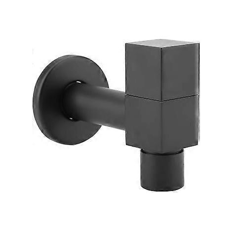 Robinet de lavabo carré en laiton noir, robinet mitigeur mural pour eau froide (2) (1/4)