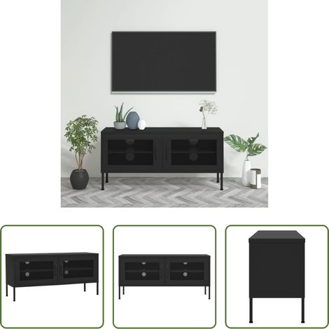 vidaXL Schwarz - TV-Schrank Schwarz 105x35x50 cm Stahl (1/5)