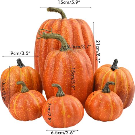 7-teiliges künstliches Kürbismodell als Tischdekoration für Partys, Halloween und Thanksgiving (1/5)