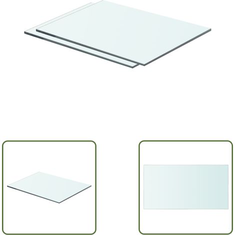 The Living Store Panneaux d'étagère 2 pcs Verre Transparent 40 x 25 cm - Etagere Murale - Étagère Transparente - Étagère Verre Trempé - Décoration Murale - Rangement Mural (1/3)