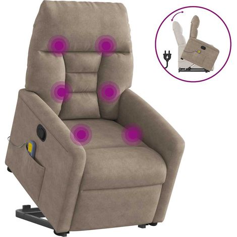 Sillón reclinable de masaje elevable tela microfibra gris taupe vidaXL (1/5)