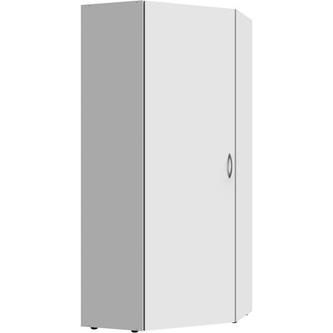 Pegane – Armoire d'angle blanche avec 5 tablettes – Dimensions 80x185x80 cm – Panneaux de particules mélaminés – Livraison spécialisée incluse