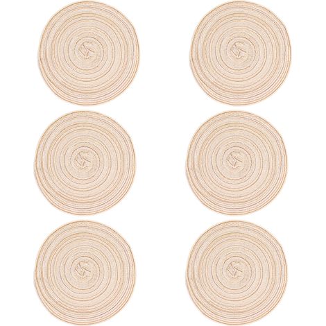 6 Pièces Sous-verres Ronds Tressés Anti-dérapants Résistants à la Chaleur pour Fête à Domicile Beige (1/5)