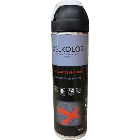 Delkolor Peinture de Traçage et Marquage au sol en aérosol 500ml  Couleur: RAL 9010 BLANC PUR