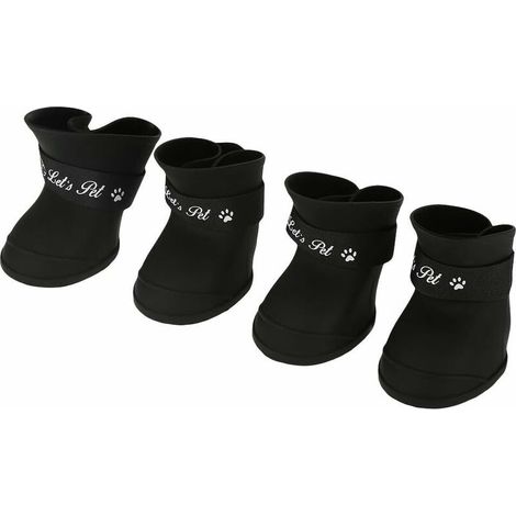 4Pcs Dog Shoes Silicone Boots Waterproof Anti-slip Protective Rain Shoes for Small Pet Dog (L / Black) (1/5)