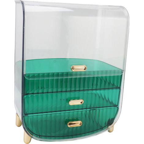 Organisateur de beauté pour la maison ou la chambre étudiante, commode, étui de rangement, couvercles pour masques faciaux et rouges à lèvres, tiroirs, étagère verte (1/5)