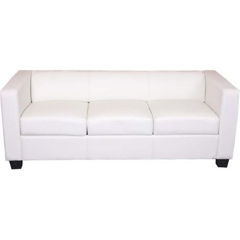 [NON UTILIZZATO] Divano sofa 3 posti lounge moderno elegante serie Lille M65 75x191x70cm ecopelle bianco