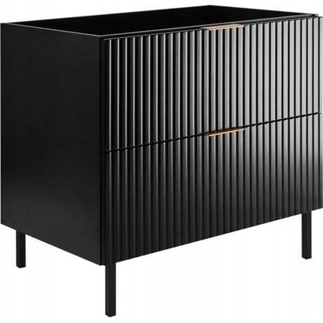 Rodan Waschbeckenunterschrank 80 cm, Schwarz Matt, 46 x 80 x 77 cm, MDF, feuchtraumgeeignet, Badmöbel Unterschrank