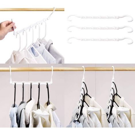 Juego de 10 perchas mágicas, organizador de armario, almacenamiento de ropa, ahorra espacio en armarios, color blanco, 38 cm de largo. (1/5)