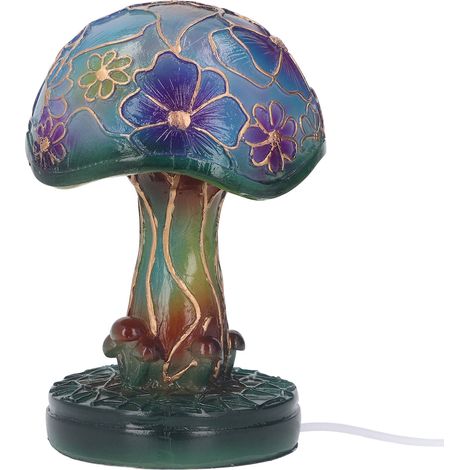 Lampe de table champignon en résine peinte, style bohème rétro fait main, lampe de chevet champignon colorée pour salon ou bureau (1/5)