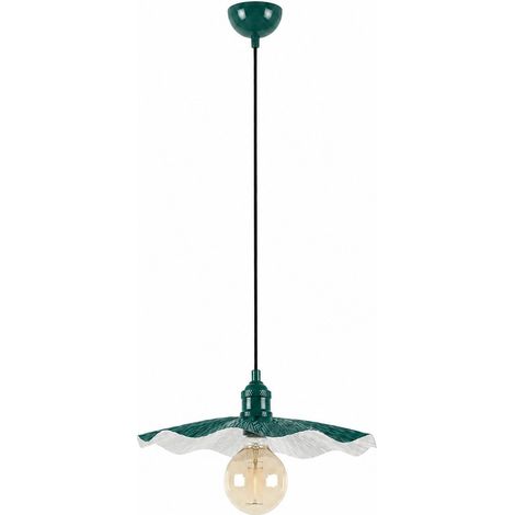 Lampe suspendue en métal "Ondula" - 34 x 34 cm - Vert Foncé (1/4)