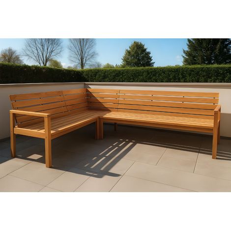 Eckbank Gartenbank Teakholz 255 / 195 x 68 x 95 cm FREETOWN (1/5)
