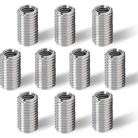 Lot de 10 Inserts Filetés M10 vers M8,15 mm en Acier Inoxydable,Filetage Adaptateurs Manchon Réducteur Écrou,Insert Fileté M10 sur M8,Adaptateur Fileté, Douille Filetée,Kit de Réduction de Filetage (1/5)
