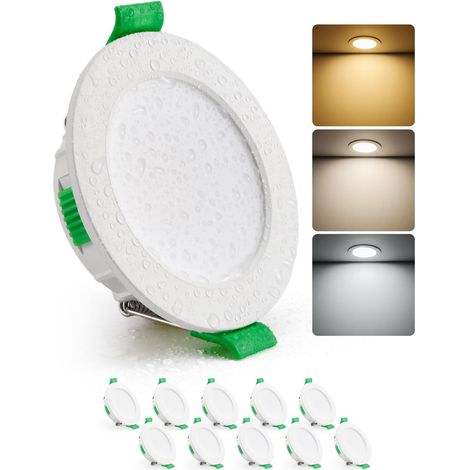 LED-Einbaustrahler, 55–68 mm, 4 W, Badezimmerdecke, warmweißes Licht 2700 K, neutralweißes Licht 4000 K, kaltweißes Licht 6000 K, dimmbar, IP44, 10er-Pack [Energieeffizienzklasse E] (1/5)