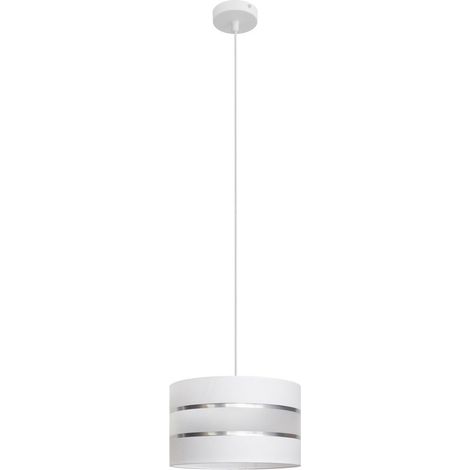 Helam HELEN Plafonnier Suspension Cylindrique Blanc, Argent 25cm