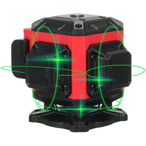 12 Line Laser Level Self Leveling 3x360° Green Laser Level with 2Pcs Rechargeable Lithium Batteries/Wall Mount/Remote Control for Indoor and Outdoor Building Renovation Work (1/3)