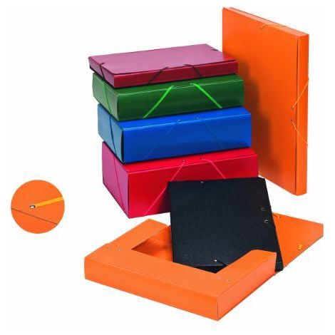 Cartella Cartella per progetti 7cm assemblata in cartone compatto verniciato lucido con elastici folio blu