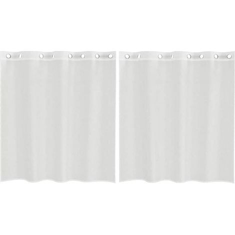 Rideaux blancs transparents à œillets, vendus par lot de deux. (1/5)