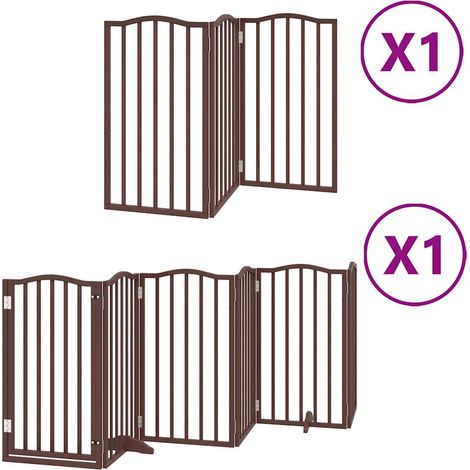 Puerta de seguridad para mascotas puerta plegable 9 paneles madera de álamo marrón 020023276 (1/5)