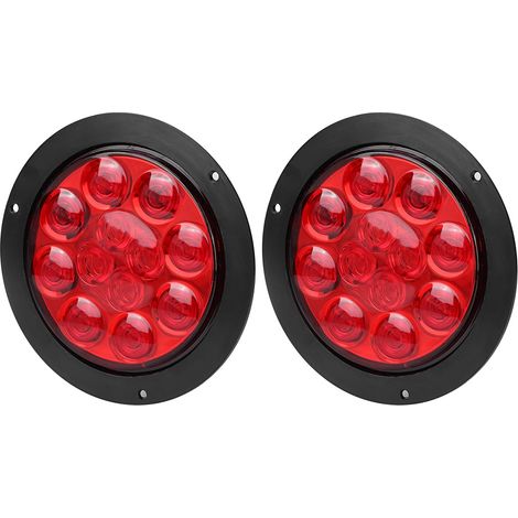 2 feux 12 LED 24V 4in Rouge Clignotant Feu Arrière Anti-brouillard Camion Remorque IP65 (1/3)