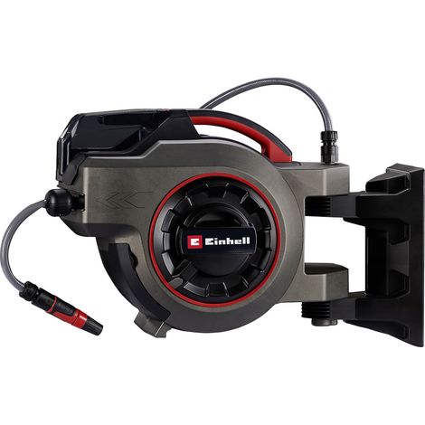 Einhell Akku-Schlauchtrommel GE-HR 18/30-1 Li-Solo Power X-Change (18 V, automatische Schlauchaufwicklung, bis zu 180° schwenkbar, Wandhalterung, 30 m Gartenschlauch & -spritze, ohne