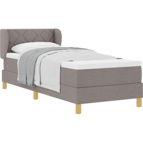 Matelas à ressorts avec un matelas gris-brun, mesurant 80 x 200 cm, en tissu. (1/5)