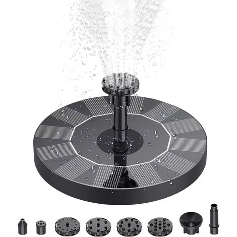 Pompe De Source Solaire 1.5W avec 6 Buses Pompe à Eau Indépendante Fontaine Flottante pour Bain D'oiseaux Aquarium Piscine Réservoir De Poissons Jardin Petit étang