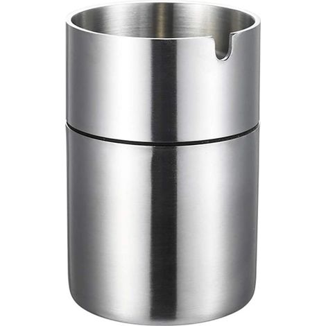 Cendrier Chingde en acier inoxydable, cendrier d'extérieur, cendrier en métal, cendrier coupe-vent, cendrier de voiture pour jardin, bureau, maison (grand format) (1/5)