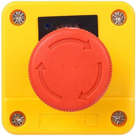 10a Control Box Push Button Arre Lock Emergency Switch Button Plastic Metal Housing Red Mushroom Label Emergency Stop Push Button Switch Station (1/4)