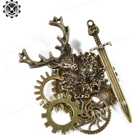 Steampunk Retro Deer Head Gear Hair Clip Gothic Sword Hair Clip Vintage Brooch Headwear Accessories (1/5)