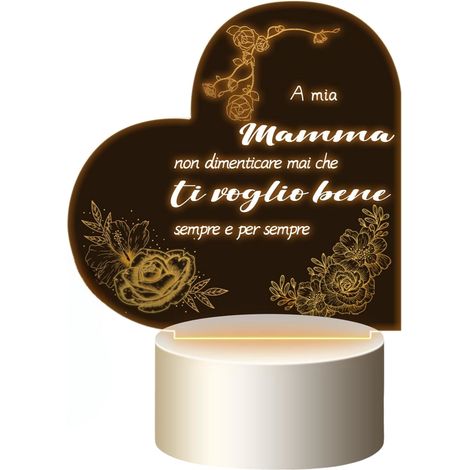Lampada Notte LED Cuore Regalo Mamma Alimentata via Cavo (1/5)