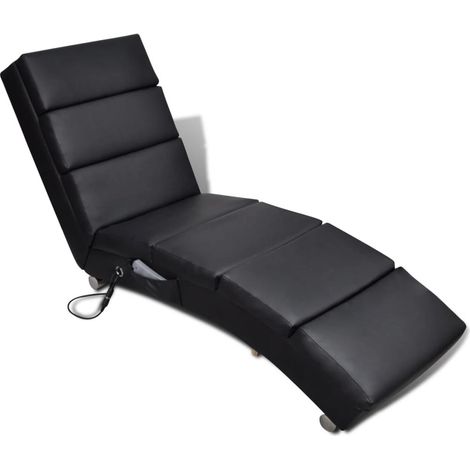 Chaise longue de massage Noir Similicuir (1/5)