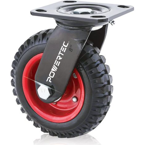 POWERTEC 17051 - Ruote girevoli per uso industriale, 20,3 cm, colore: nero, 20,3 cm (1/5)