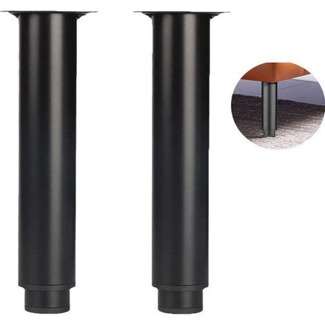 Ecleanfy - 18cm Pied Cuisine Réglables,Noir,2 Pièces Pieds de Meubles Réglables, Hauteur Réglable est de 0 à 150 mm, Ronds Métal Acier Inoxydable Canapé Jambe Table Pieds, Pieds d\'armoire avec des Vi (1/4)
