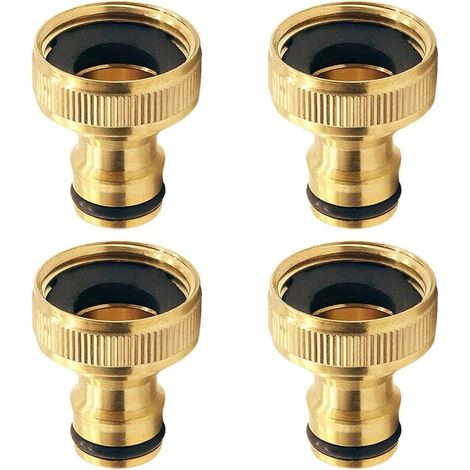 Nez de Robinet 26,5 mm (G 3/4 Pouce) en Laiton, Connecteur Rapide pour Tuyau de Jardin, Raccordement Étanche et Manipulation Facile, 4 Pack (1/5)