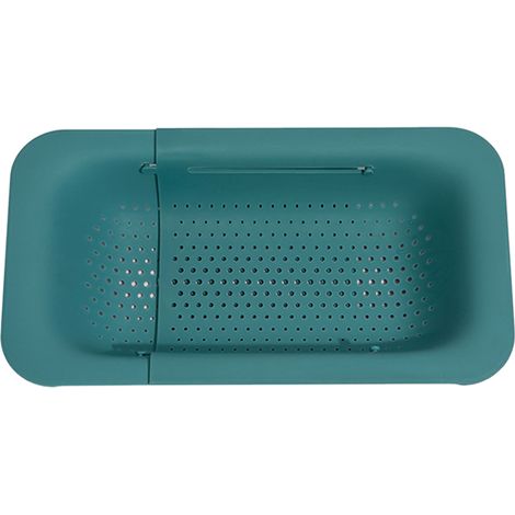 Panier de Vidange Rétractable pour Évier, Rack de Séchage Extensible en Plastique Vert, Passoire à Légumes et Fruits