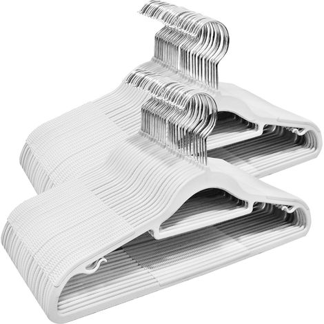 Lot de 50 cintres, crochet pivotant 360°, design antidérapant, plastique ABS, gain d'espace 0,5 cm, pour placard
