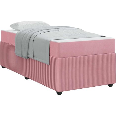 Lit simple  Lit adulte  Cadre de lit avec matelas Rose 80 x 200 cm tissu