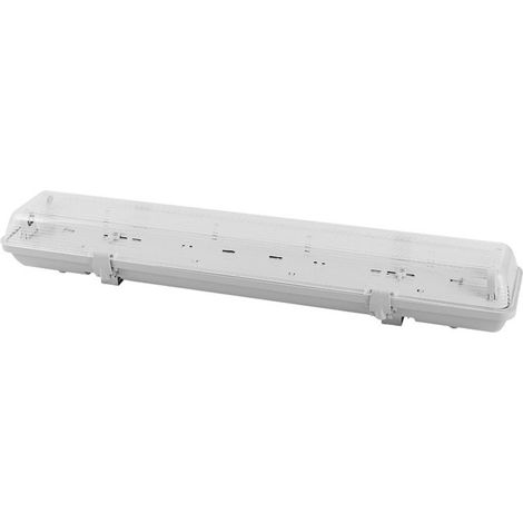 Pantalla estanca Basik LED 2xT8 60 cm IP65 gris con reflector blanco 9,5x66x12,3 cm