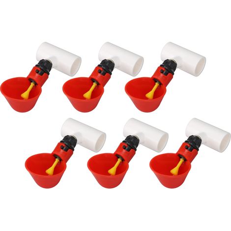Lot de 10 abreuvoirs rouges pour poules, distributeurs d'eau automatiques, faciles à installer, hygiéniques et polyvalents pour poules, canards et oies. (1/5)