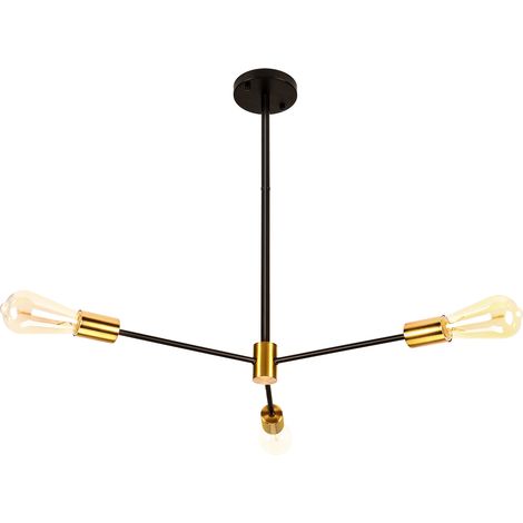 Plafonnier Moderne Noir Lampe De Plafond Rétro Luminaire Plafonnier Intérieur En Métal Lustre Simple À 3 Lumières Pour Couloir, Chambre À Coucher,E27