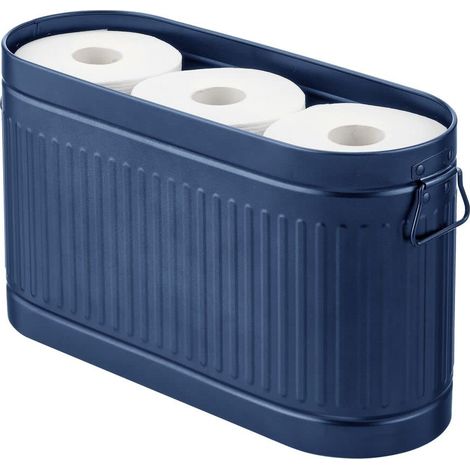 Porte-Rouleau de Papier Toilette pour 6 Rouleaux – Rangement Autonome en métal pour Rouleau de Papier Toilette – Rangement Compact pour Salle de Bain Principale ou d'invités – Bleu Marine (1/5)