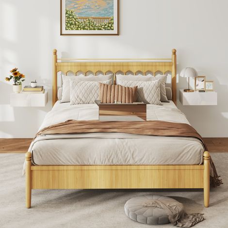 Ensemble de 2 tables de chevet suspendues avec 1 tiroir, fixation murale, style moderne pour chambre, 40 x 30 x 15 cm, blanc (1/5)
