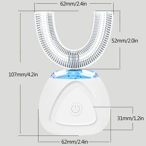 Brosse à dents électrique en forme de U pour adultes, étanche IPX7, Rechargeable à 360 degrés, automatique, avec minuterie 30s (1/5)