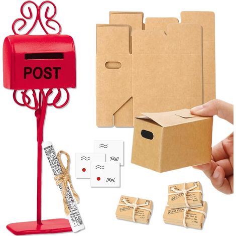 Lot de 11 boîtes aux lettres miniatures de Noël pour porte de lutin et maison de poupée 1/12, accessoires de lutin (1/5)