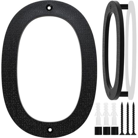 Numéro de Maison Grande Taille Noire, 20cm, Plaque Flottante de Numéro de Maison, Numéro de Rue/Porte en Plastique ABS Effet 3D pour Bureaux, Boîtes Aux Lettres, Garages (Numéro 0) (1/4)