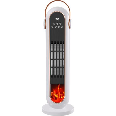 Radiateur colonne PTC céramique rapide à chauffer 3 niveaux de puissance Chauffage oscillant écran tactile + télécommande, thermostat intelligent, minuterie 12h, double sécurité anti-basculement (1/4)