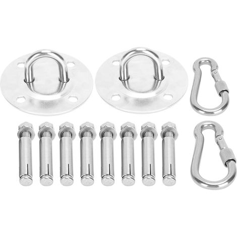 Kit de fixation pour hamac en acier inoxydable, kit de suspension pour balançoire, plaque de montage au plafond avec mousqueton (1/5)