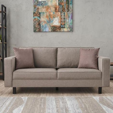 2-Sitzer Sofa Kahl Stoff Creme